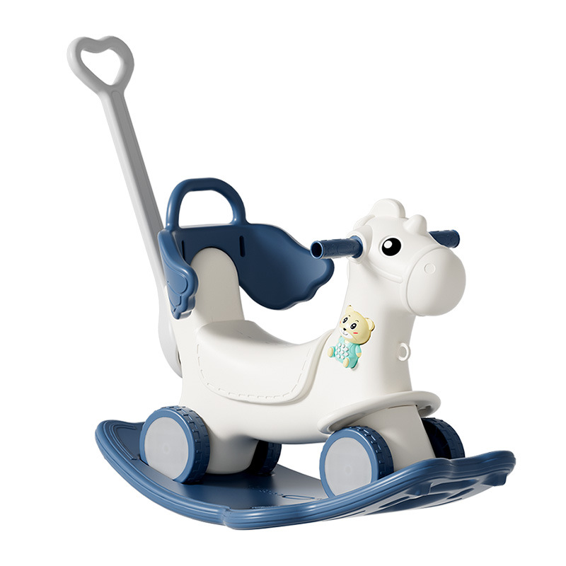 Trojan Kidsren's Rocking Horse Dual-Purpose Baby Rocking Chair 1-Year-Old Baby Birthday Gift Rocking Horse Yo-Yo Car Two-In-One