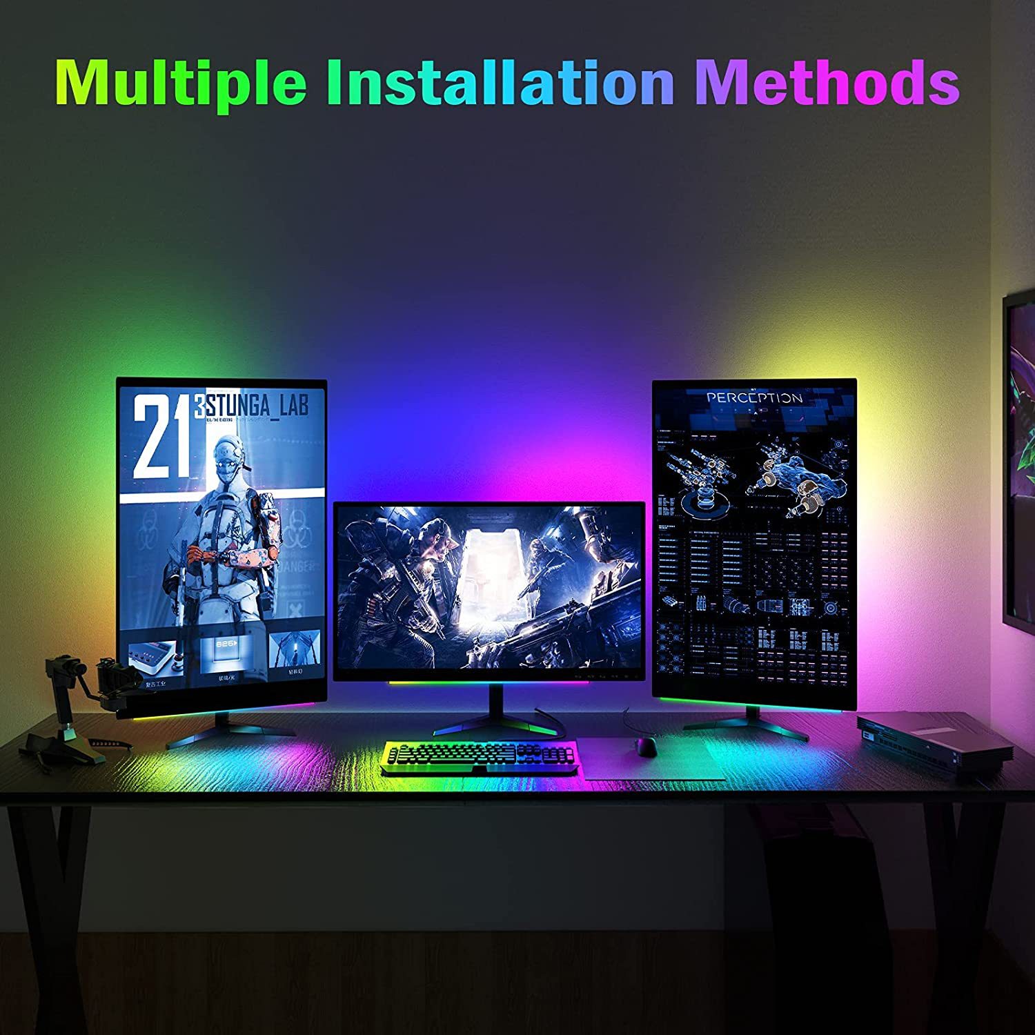 Cross-Border Rgb Symphony Pickup Light Keyboard Ambient Light Screen Backlight Night Light Room Decoration Keyboard Bluetooth Lighting