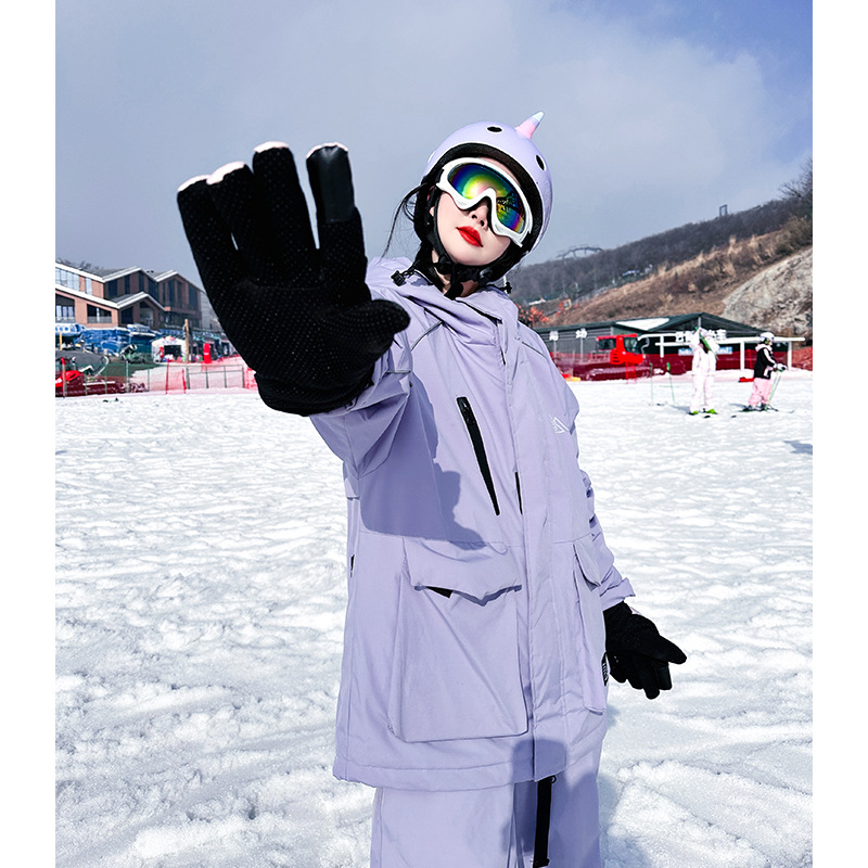 Ski Resort Rental Ski Suit Winter Waterproof Windproof Warm Zipper Velcro Reflective Strip Couple Ski Suit