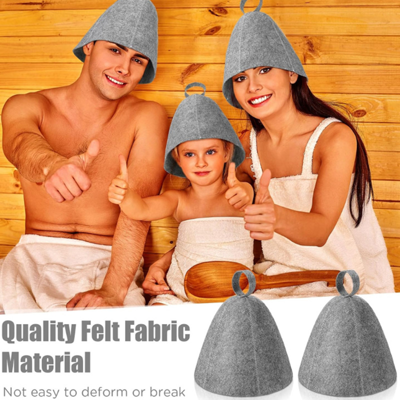 Hot spring bath sauna felt hat fashion simple gray absorbent dry hair hat felt sauna hat