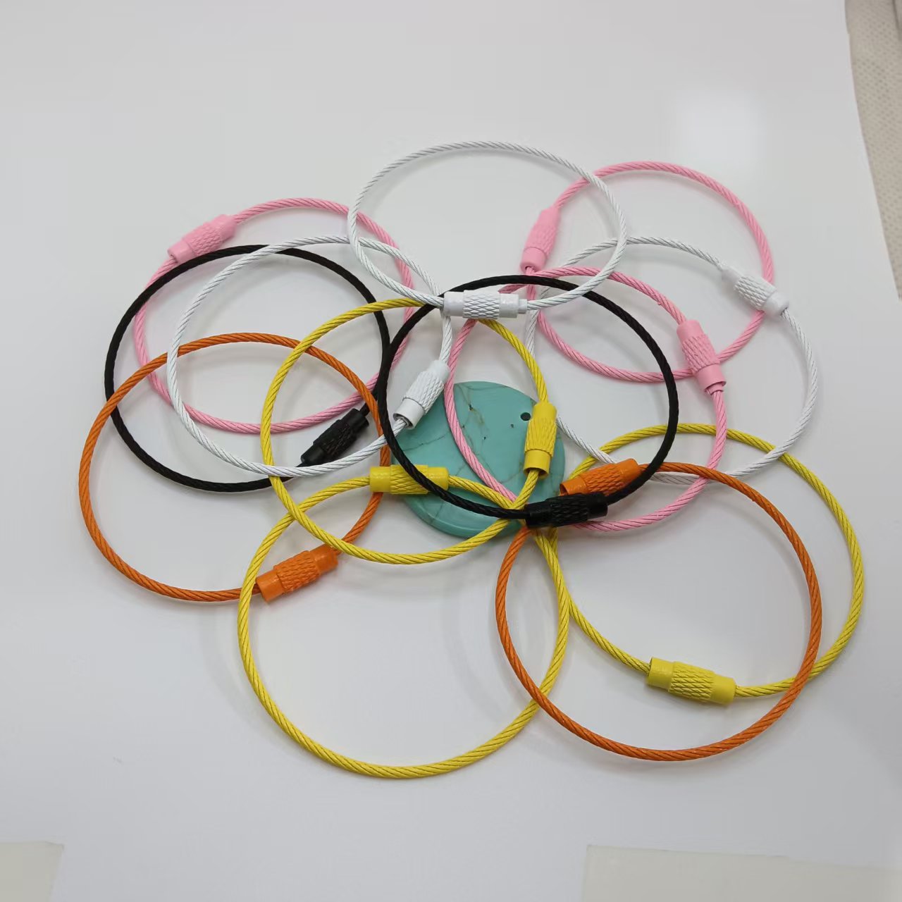 Painted steel wire rope rope with rotating turnbuckle key ring key ring luggage tag buckle steel wire