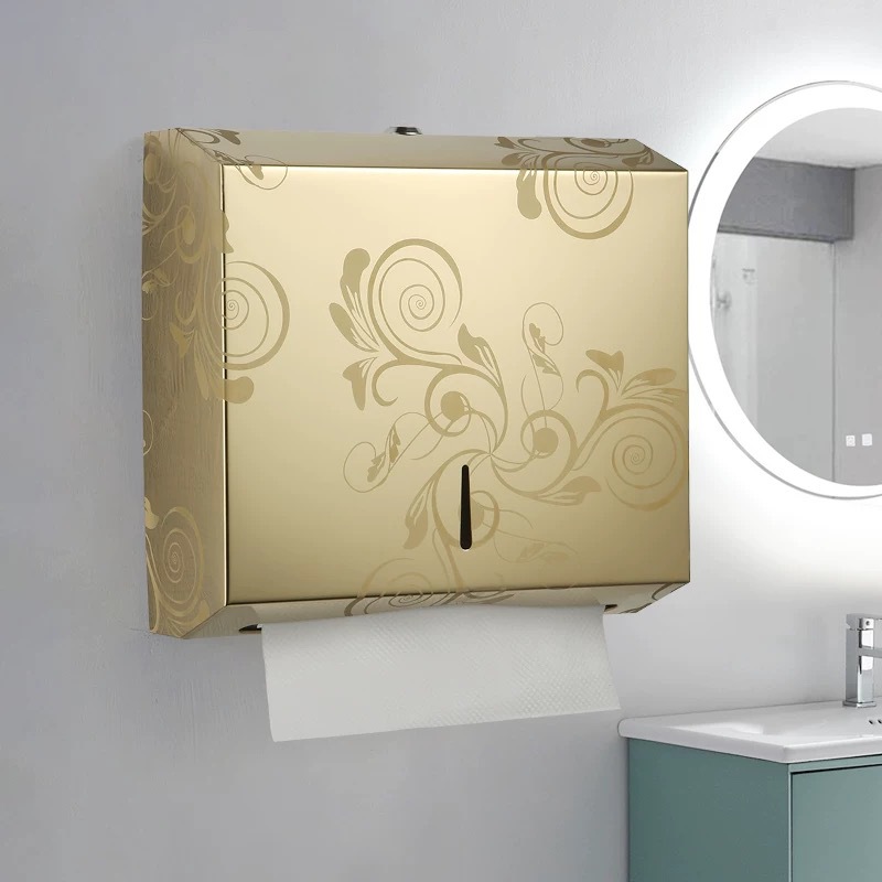 Wall-Mounted Paper Towel Box Stainless Steel Hotel Home Kitchen Paper Towel Box Bathroom Punch-Free Paper Towel Holder