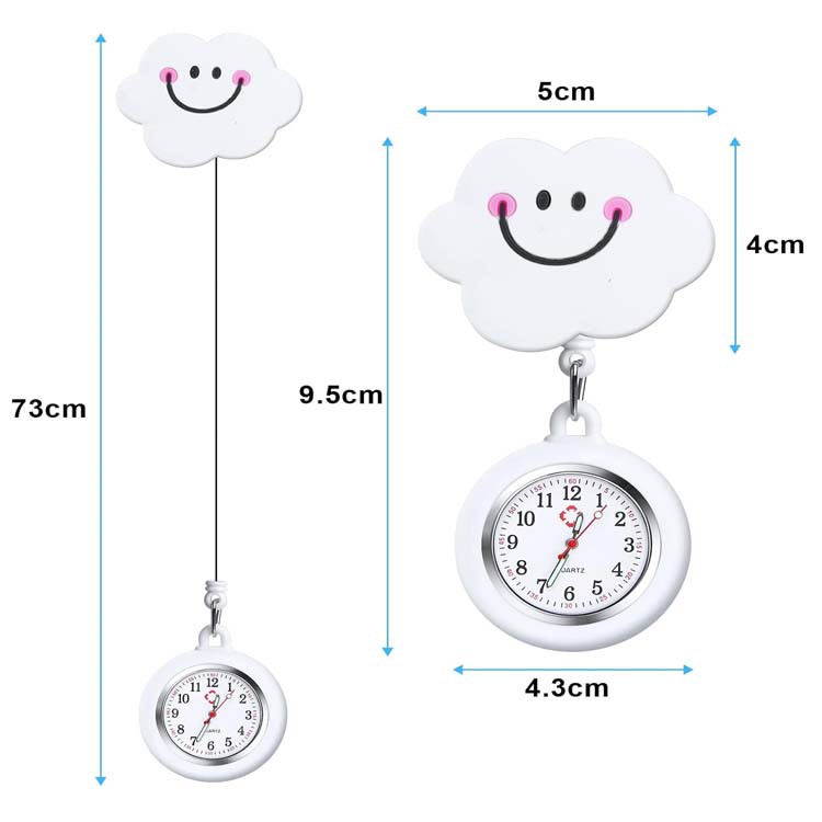 Easy-pull Buckle Nurse Watch Telescopic Rope Nurse Watch Cute Nurse Hanging Watch Student Exam Pocket Watch Silicone Watch Set Chest Watch