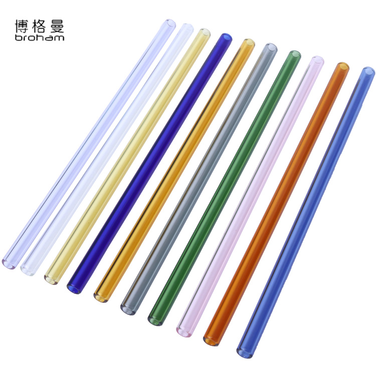 High borosilicate glass straw 8*200mm heat-resistant environmental protection recyclable beverage coffee milk tea factory wholesale
