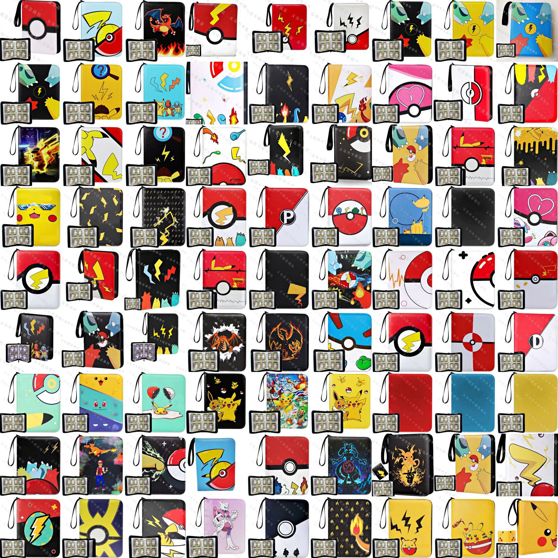 Альбом для карточек Pokémon, сумка для игровых карточек, PU молния, альбом на кольцах