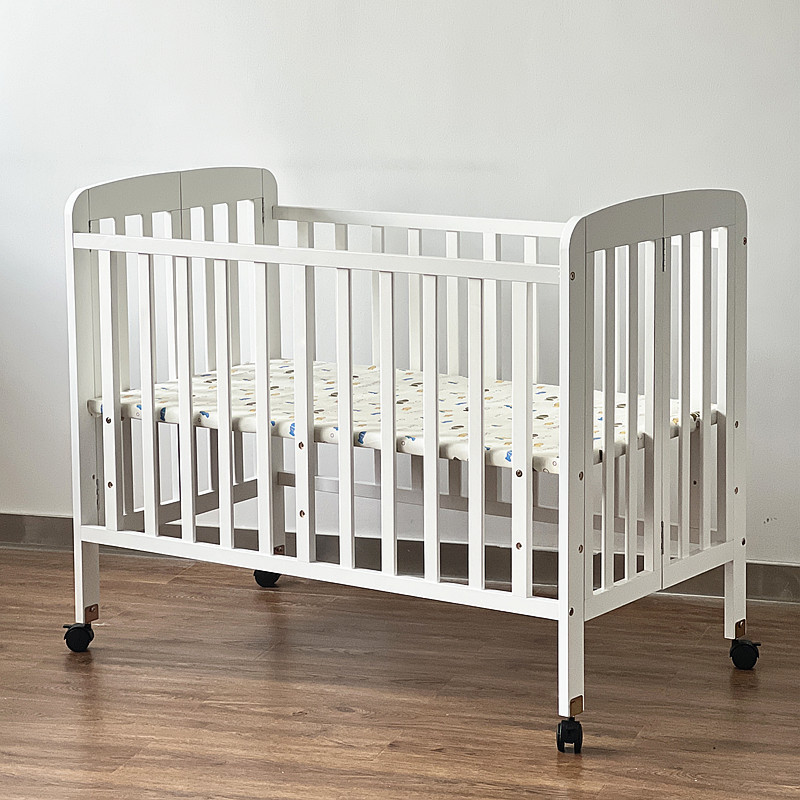 New Crib White Easy to Carry Stowable Bed Modern Simple Baby Bed Adjustable Height with Mosquito Net