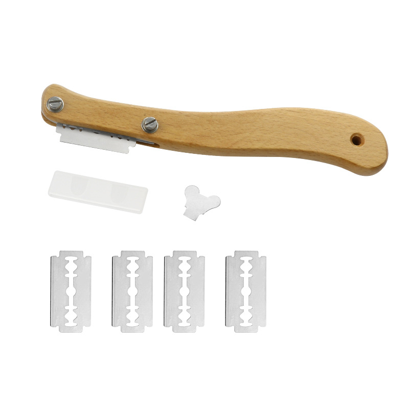 [Принадлежности для выпечки] Новый нож для нарезки хлеба с деревянной ручкой, изогнутый, европейский стиль, нож для обрезки багетов, нож для обрезки теста