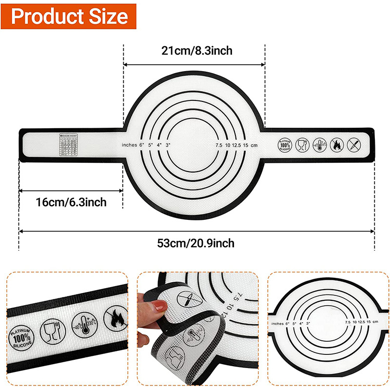 0.4 bread pad silicone dough kneading pad silicone long handle pad baking pad silicone baking pad handle pan pad
