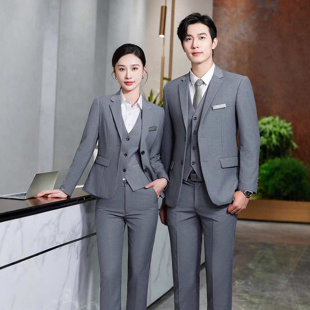 Suit Set for Men and Women, Professional Suit for Work and Commuting, Insurance Manager Non-Iron Men's Jacket, Business Style