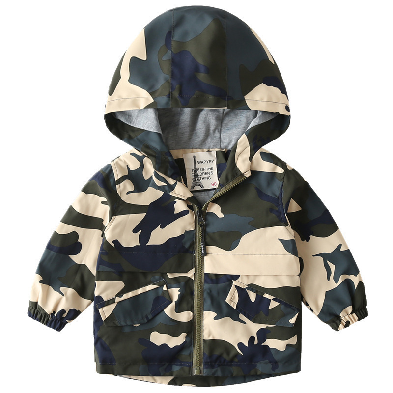 Children's Windproof Jacket Korean Style Kidsren's Clothing Autum Top Baby Pure Color Zipper Shirt Boy's Hooded Jacket Trendy