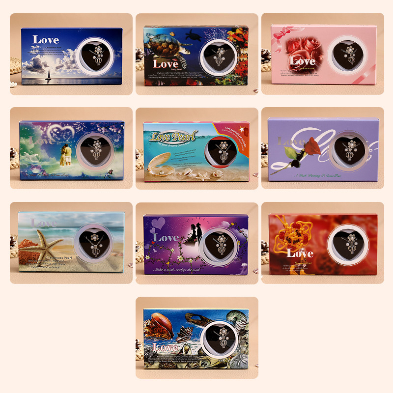 Подарок из пресноводного жемчуга с упаковкой в воде, вакуумная упаковка, металлическое колье, кольцо, серьги, набор подарочной коробки с жемчугом