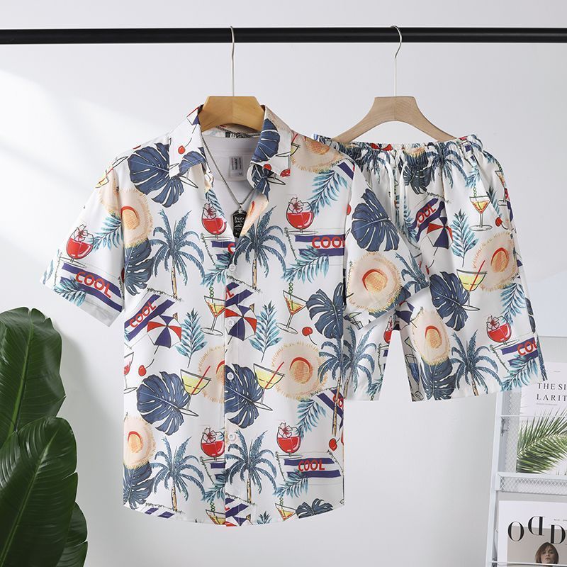 Летняя одежда острова Санья гавайские шорты летняя рубашка пляжный комплект с коротким рукавом модная одежда для пар семейная одежда для путешествий