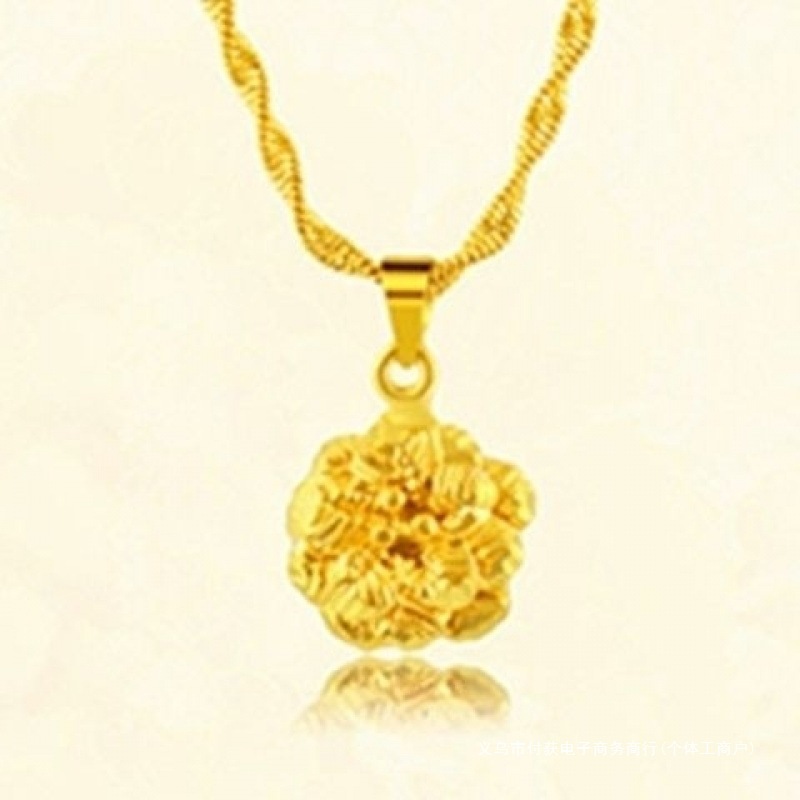 Authentic [New Gold-Plated Five-Piece Set] Sand Gold Women's Necklace Ring Earrings Bracelet Couple Jewelry Romantic