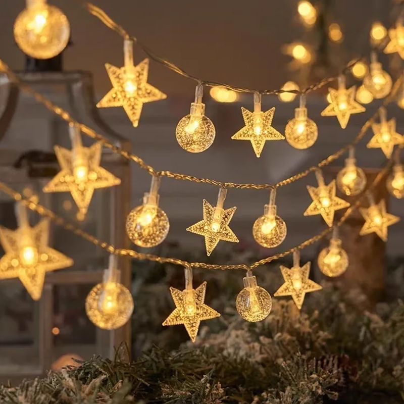 Colored String Lights for Stalls, Star Lights for Camping, Canopy Lighting, Ambient Lights, Outdoor Night Market Decorative Lights, Factory Cross-Border Wholesale