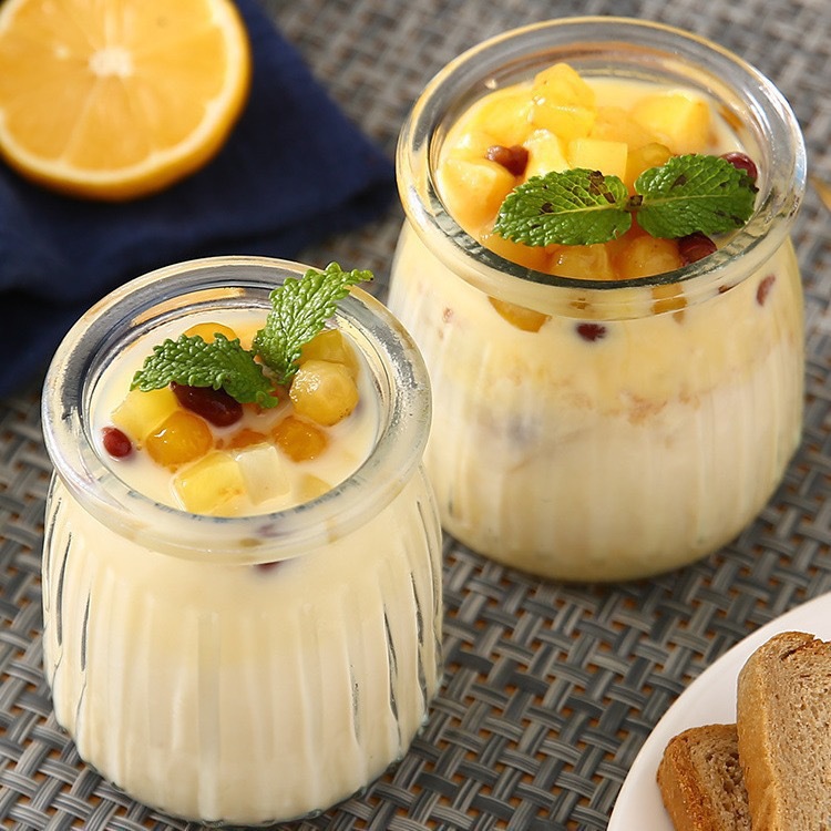 Pudding Bottle Mousse Cup Glass Milk Skin Baking Mold with Lid Yogurt Double Skin Yogurt Glass Bottle