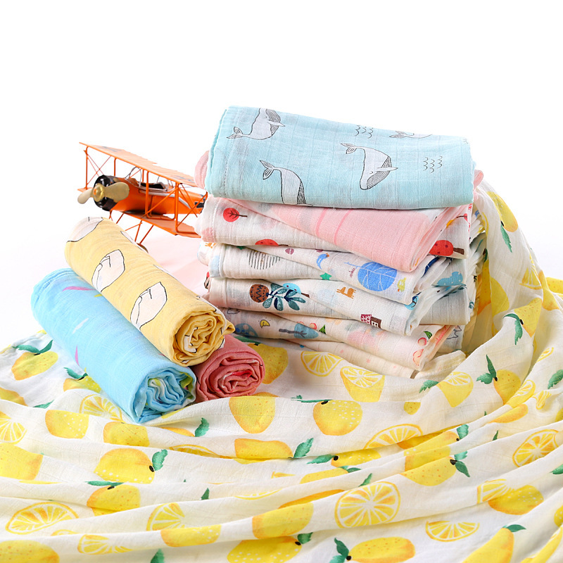 Gauze Wrap Newborn Swaddling Towel Gauze Bamboo Cotton Baby Wrap Baby Bath Towel Printed Quilt Export