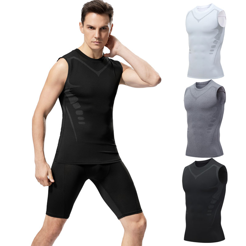 Tight Vest Men's Basketball Sports Tight American Style Training Vest Base Quick-drying Elastic Waistcoat Breathable Short Sleeve