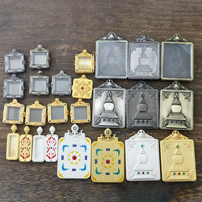 Xizang thangka gabu box stainless steel multi-size single-sided double-sided pendant waterproof thangka exchangeable factory wholesale