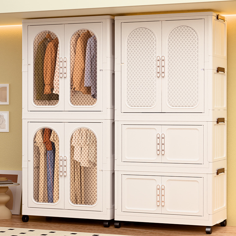 Утолщенный шкаф для хранения, домашний детский шкаф на колесах, многоуровневая складная коробка для одежды и игрушек