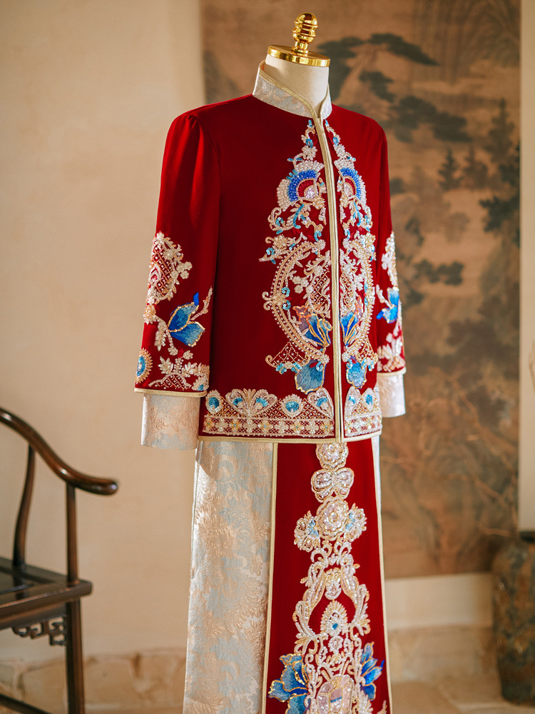 Men's Xiuhe Suit 2024 Chinese-Style Groom Wedding Toast Dress Dragon and Phoenix Robe Men's Tang Suit Xiuhe Kimono Chinese Style