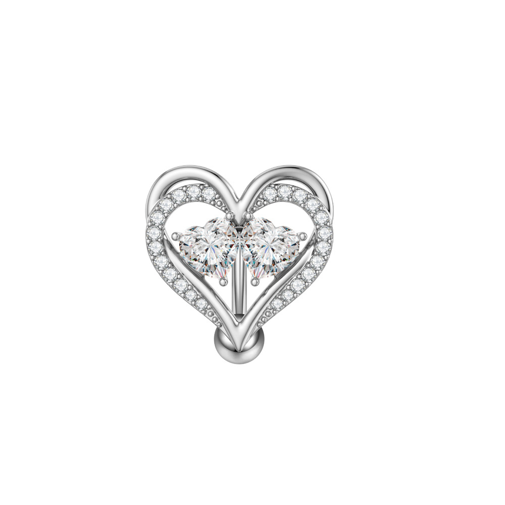 Cross-border e-commerce new stainless steel zircon belly button ring belly button nail butterfly pearl chain belly button online wholesale