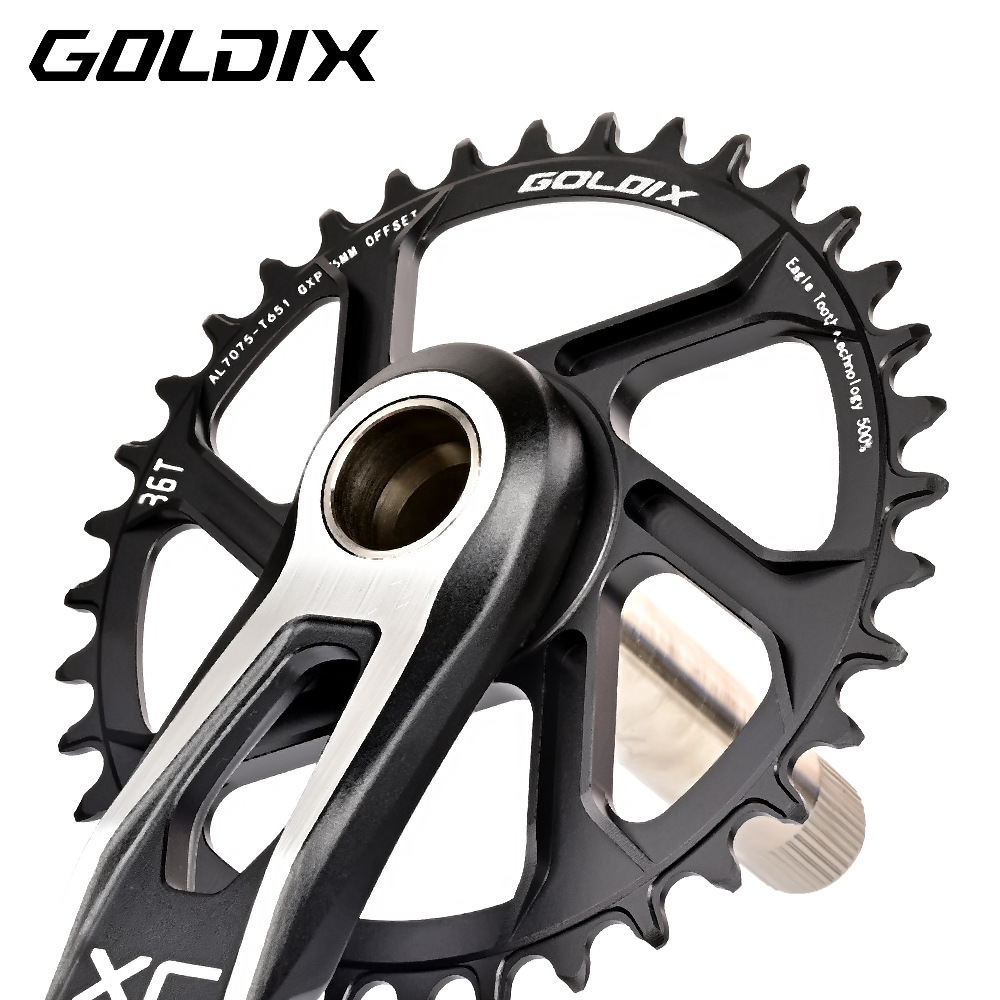 Goldix Gxp Three-Nail Crankset 6mm Offset Positive and Negative Toothring 30/32/34/36/38t Mountain Bike Single Disc