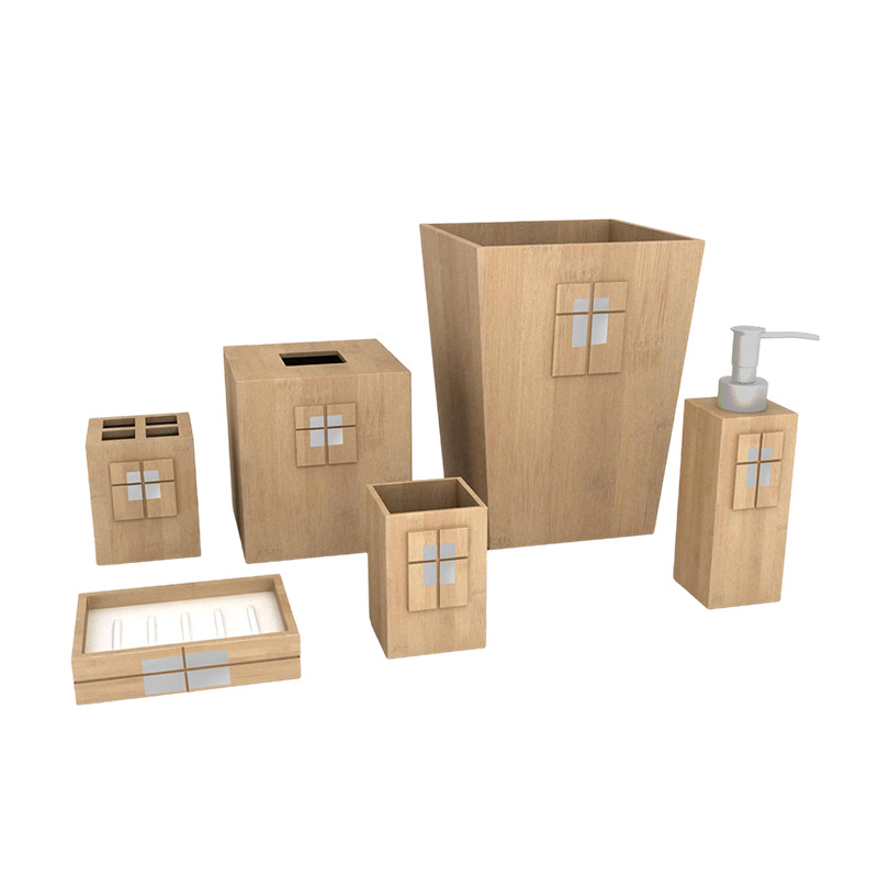 Bamboo Japanese-Style Minimalist Hotel Bathroom Hand Soap Bottled Shampoo Shower Gel Bottle Pump Bottle Toiletry Set