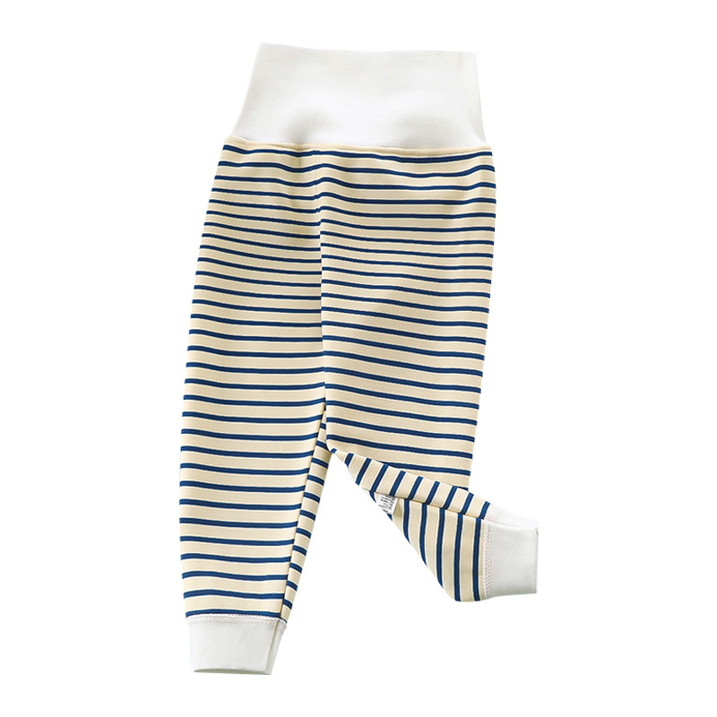 Children's fleece-lined long johns warm pants baby high waist belly protection pants boys and girls pajama pants infant leggings autumn and winter