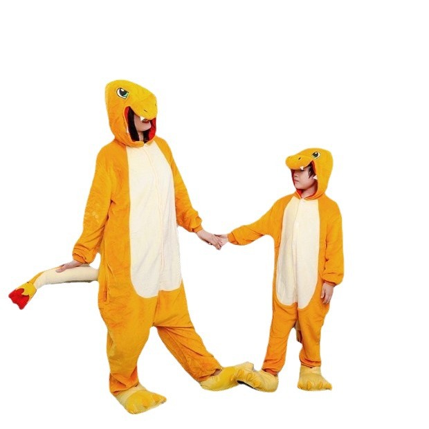 Autumn and Winter Cute Cartoon Children's Komatsu Bear Siaman Pajamas Cheshire Cat Fire Dragon Men's and Women's Couple's Home Clothes Flannel