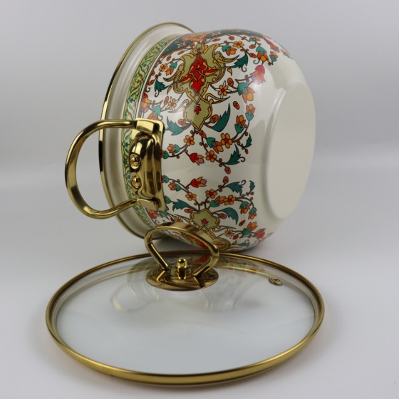 Enamel Pot, Soup Pot, Double-Handle Pot, Enamel Apple Pot, Suitable for Induction Cooker and Gas Stove, Stewing Soup, Environmentally Friendly Enamel Material, for Home Use