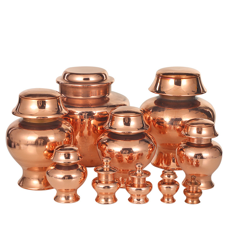 Xizang Supplies Pure Copper Vase Ritual Object Red Copper Fortune-Enhancing Offering Vase Purification Vase God of Wealth Vase Ksitigarbha Vase Fortune Gathering