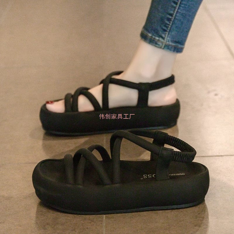 Roman Sandals with Skirts for Women 2025 Summer New Casual Versatile Thick-Soled Beach Shoes for Pregnant Women Super Popular and Feels Like Stepping on Shit