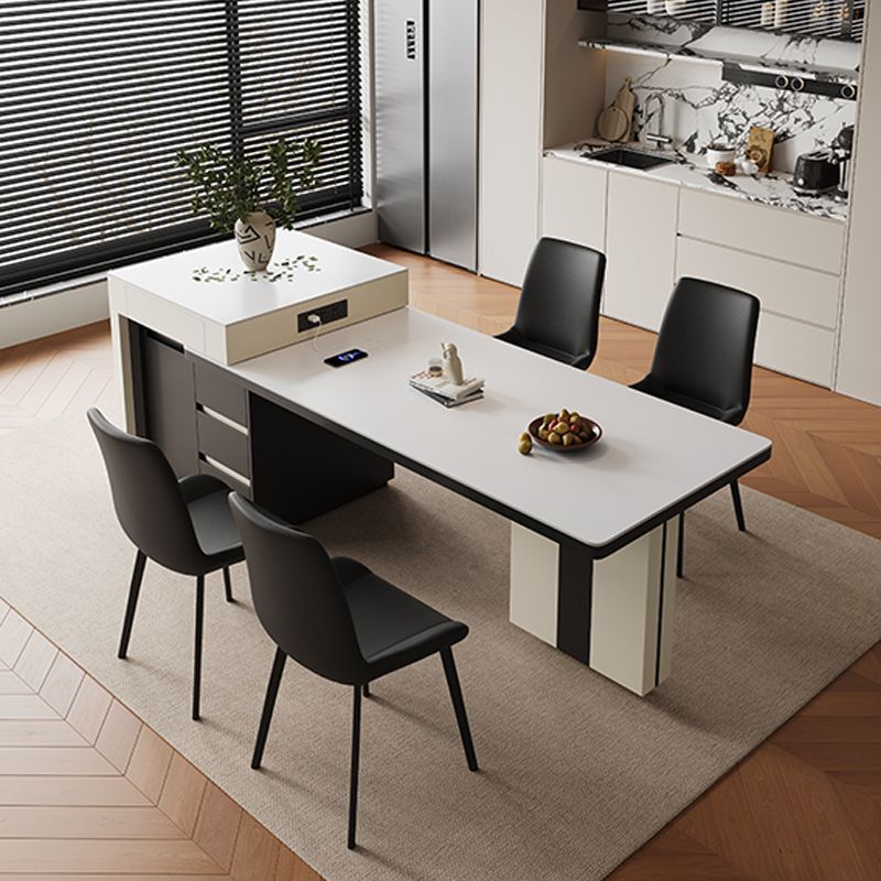 Light Luxury Slate Island Dining Table Integrated Household Multi-Functional Small Apartment Coffee Table Simple Tea Table and Chair Set