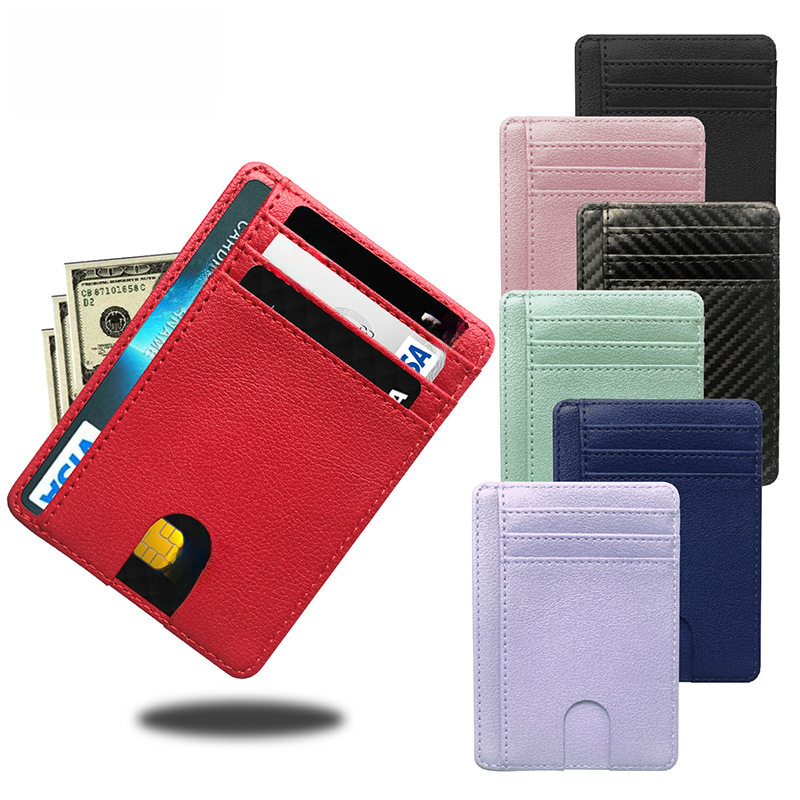 Men's rfid retractable card holder large capacity multi-card holder women's anti-degaussing ultra-thin pu imitation leather card holder wholesale
