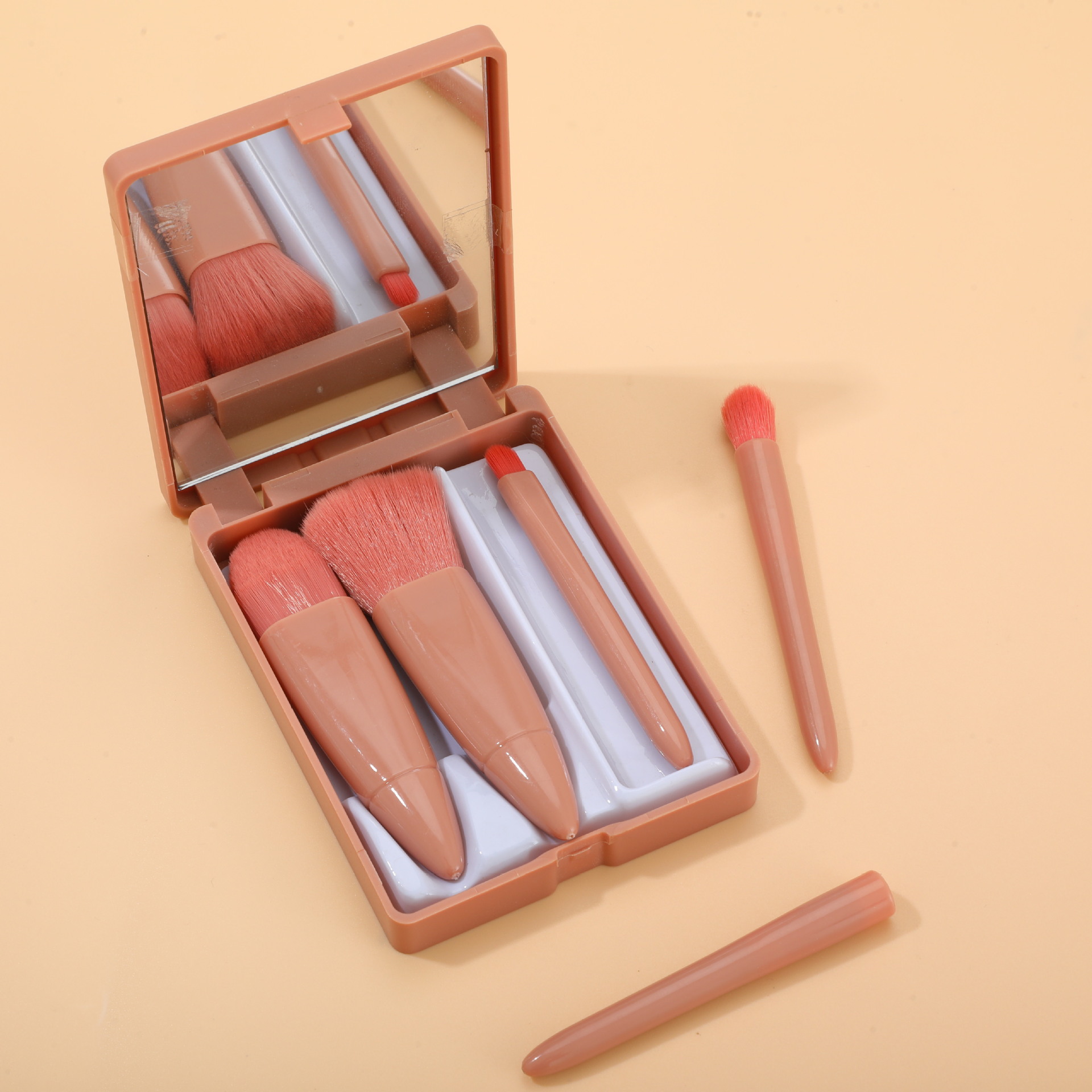 Semi-Finished Mirror Box, Makeup Brush, Plastic Handle with Box Set, Multi-Functional Beauty Tool Accessories Handle Wholesale