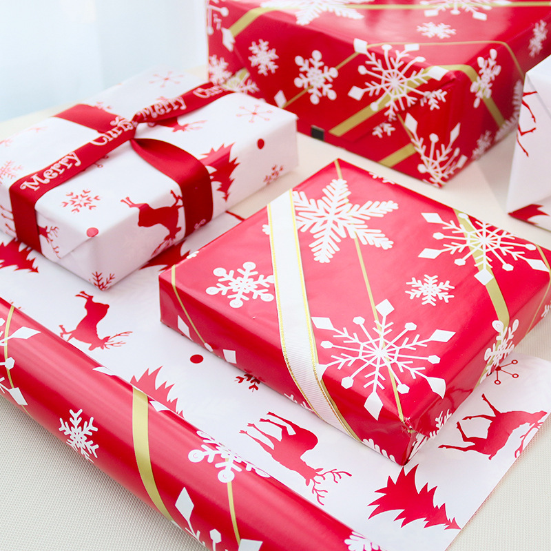 Новая упаковочная бумага для подарков на Рождество, большой размер, двусторонняя печать, 80 г, кросс-бордерная дропшиппинг медная упаковочная бумага