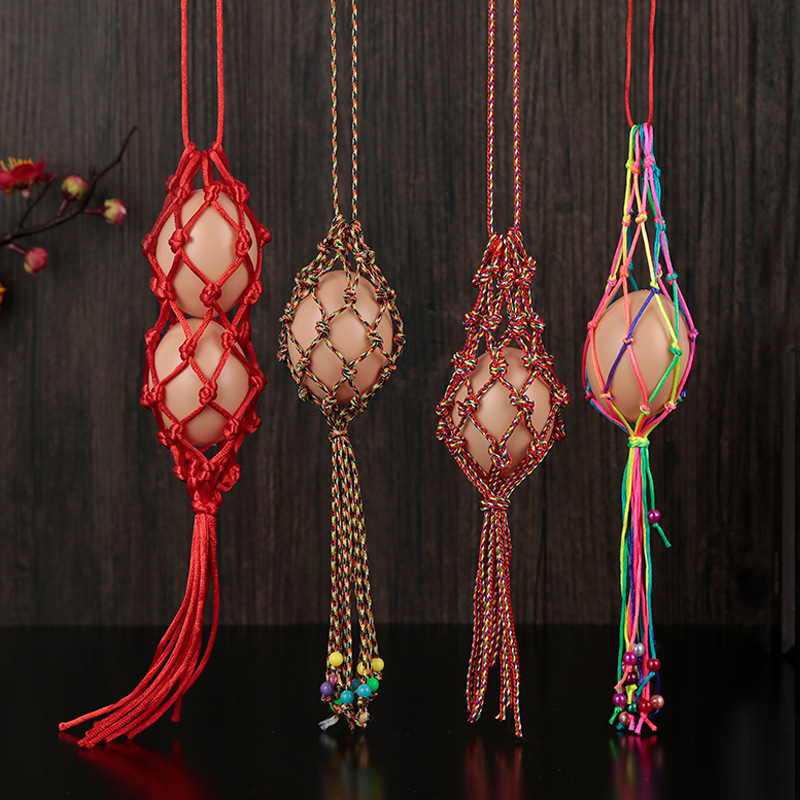 Dragon Boat Festival Kindergarten Children's Egg Bag Dragon Boat Festival Colorful Egg Duck Egg Hanging Neck Egg Net Egg Bag Hand-woven Finished Products