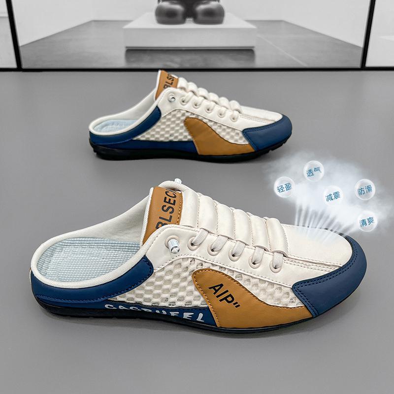 Summer Slippers Indoor and Outdoor Wear Home Men's Fashion Soft Bottom Half Slippers Cross-border plus size Lightweight Baotou Slippers for Men