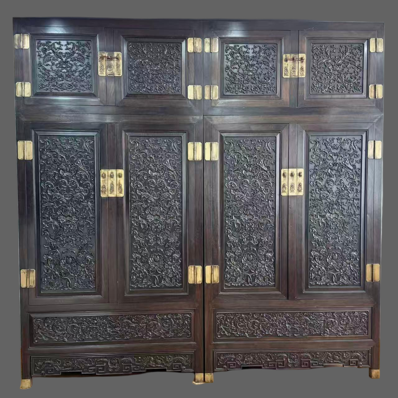 Шкаф J120 из прозрачного розового дерева с узором западного лотоса, пара (120*55*240)