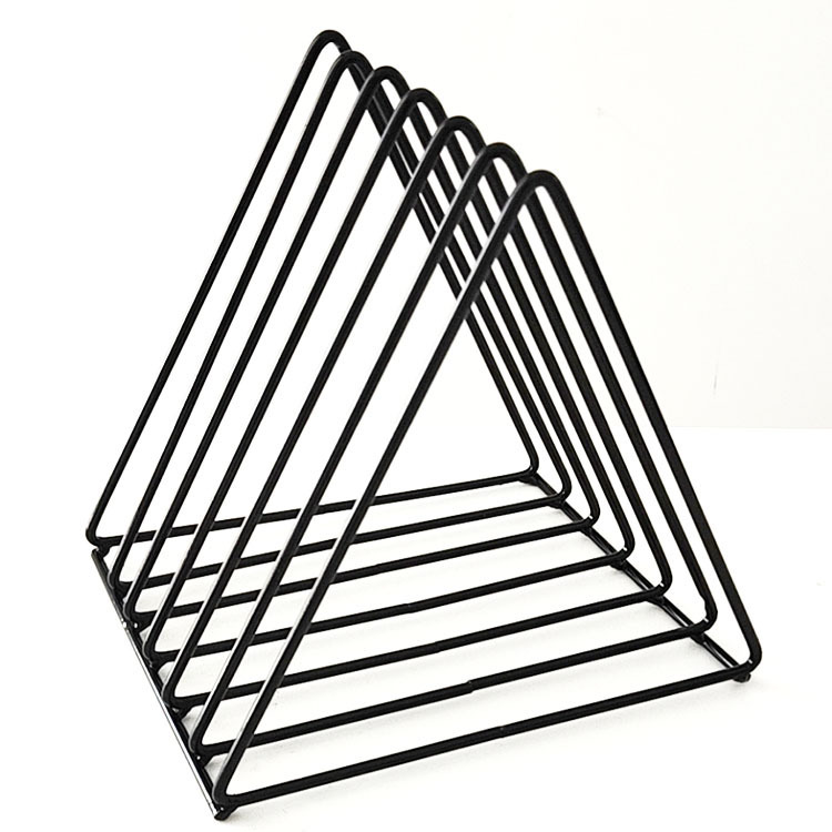 European style simple golden triangle iron newspaper rack decoration living room study desktop magazine storage rack decoration