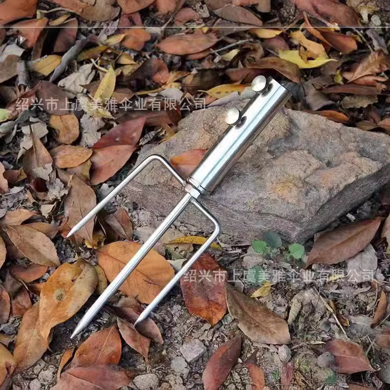 Cross-border hot sale three-leg stainless steel ground plug fishing umbrella umbrella plug outdoor umbrella anchor heavy sand anchor umbrella seat