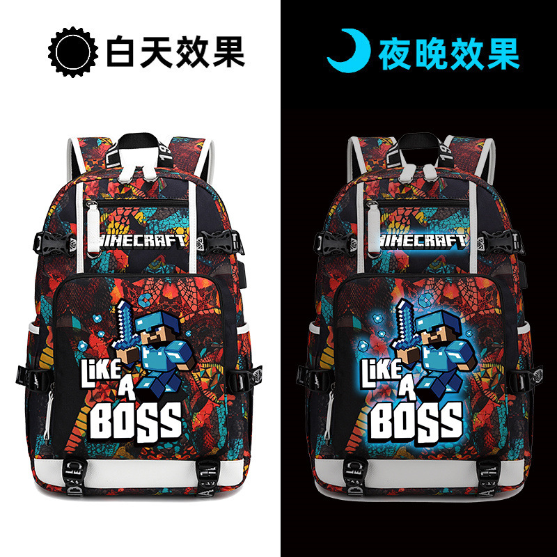 Amazon Explosions My World Game Peripheral Backpack Backpack for Male Pupils in Grade 123 to Grade 6