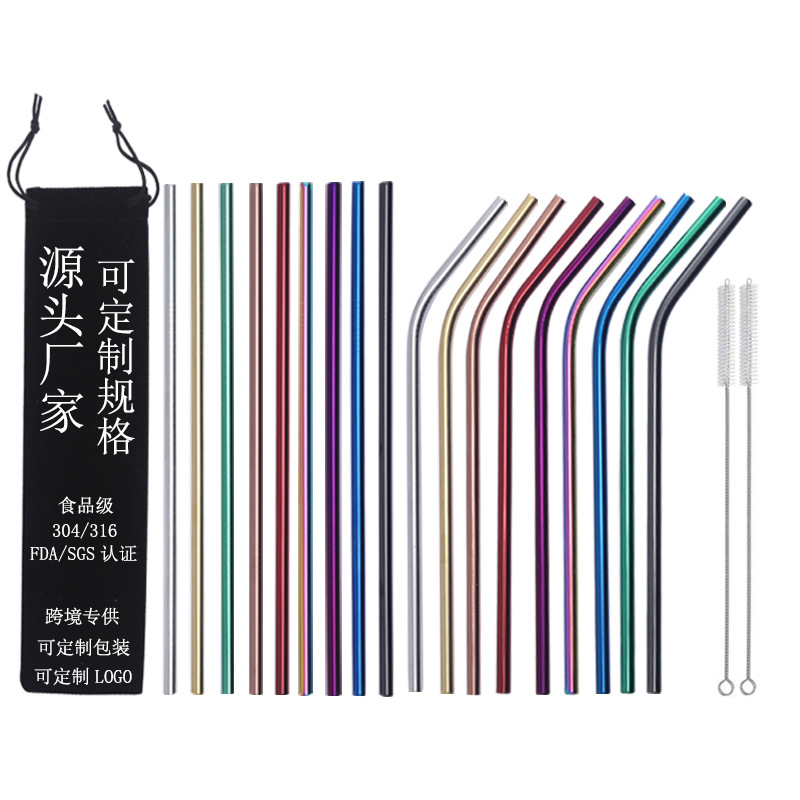 Набор соломинок из нержавеющей стали 304, креативные цветные металлические соломинки для напитков