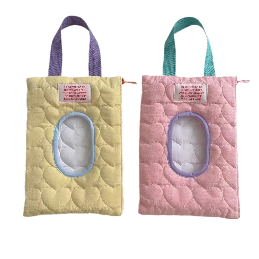 Han Feng Macaron Color Car Tissue Box Waterproof Paper Cover Tissue Bag Cute Baby Stroller Wet Wipes Hanging Bag