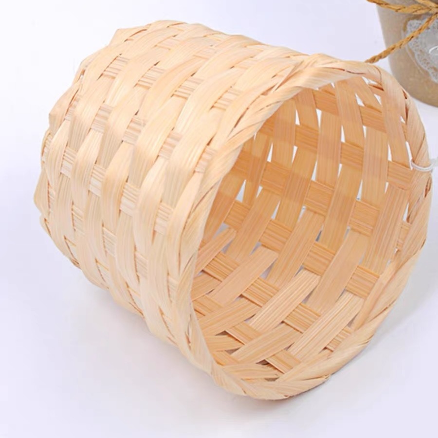 Woven Flower Basket Bamboo Woven Basket Desktop Sundries Finishing Home Storage Basket Bamboo Woven Basket Woven Basket Wholesale New