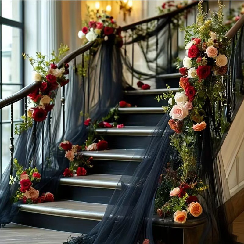 Sheer Wedding Mesh Outdoor Wedding Party Venue Decoration Background Sheer Wedding Arch Chair Curtain Sheer