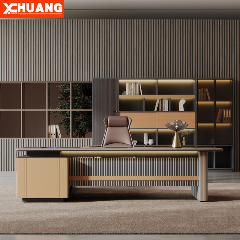 Foshan Office furniture boss table simple modern light luxury chairman Office Office Office office desk office table and chair combination
