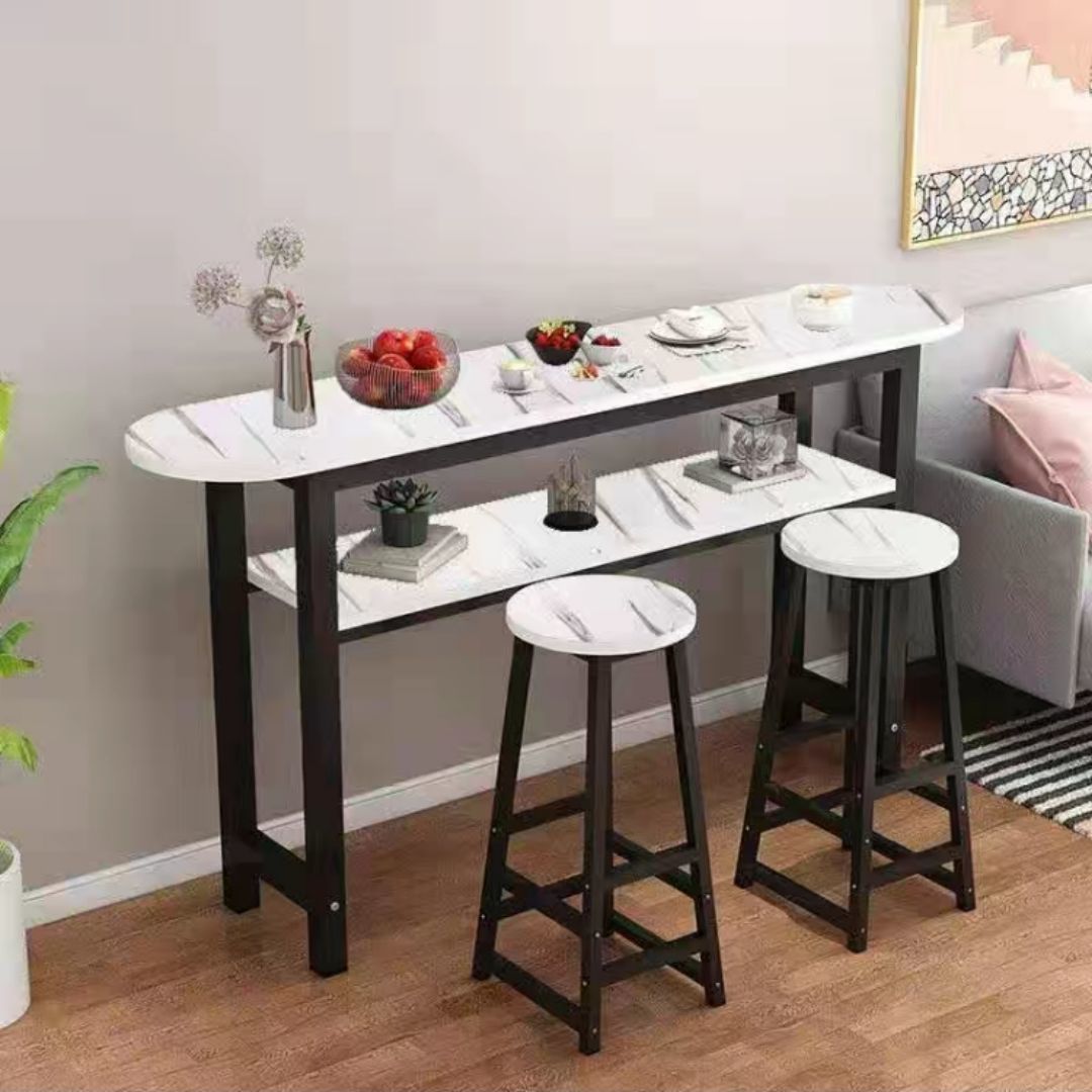 Simple Modern Home Bar Table Against the Wall Restaurant Hotel Simple Steel Wood Long Bar Table Rental House Dining Table