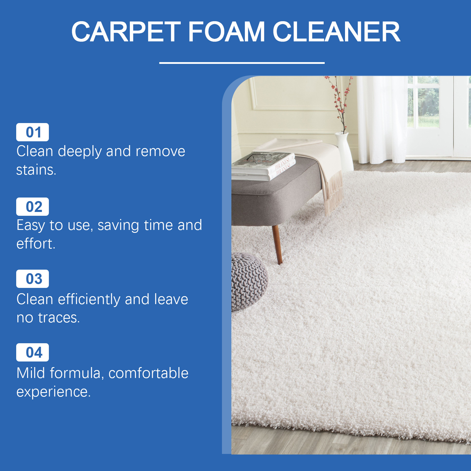 Jaysuing Carpet Foam Cleaner Cleaning Carpet Fabric Products Stubborn Stains Foam Cleaner