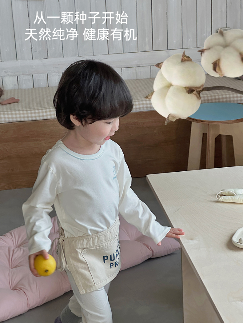 Anmeiya Children's Organic Cotton Underwear Set Autumn Clothing Set Korean Version Unisex Brushed Thermal Underwear and Pants Manufacturer Wholesale